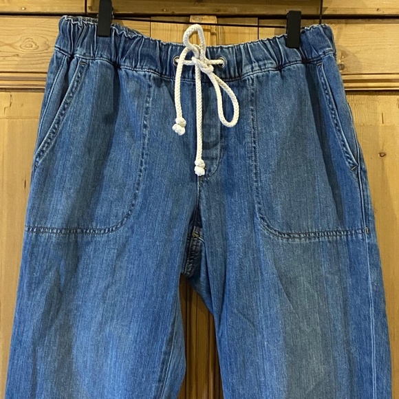 J. CREW Cropped Straight Leg Denim Drawstring Pants Size 28 - Picture 5 of 10